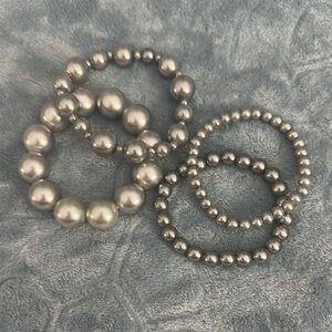 Beautiful Silver Tone Faux Pearl Bracelets